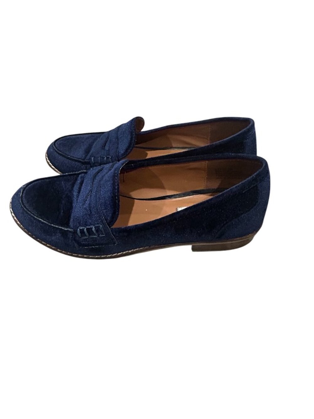 Steve Madden Cyylo Navy Velvet Penny Loafers Low Heel Flats Size 8M - Picture 2 of 6